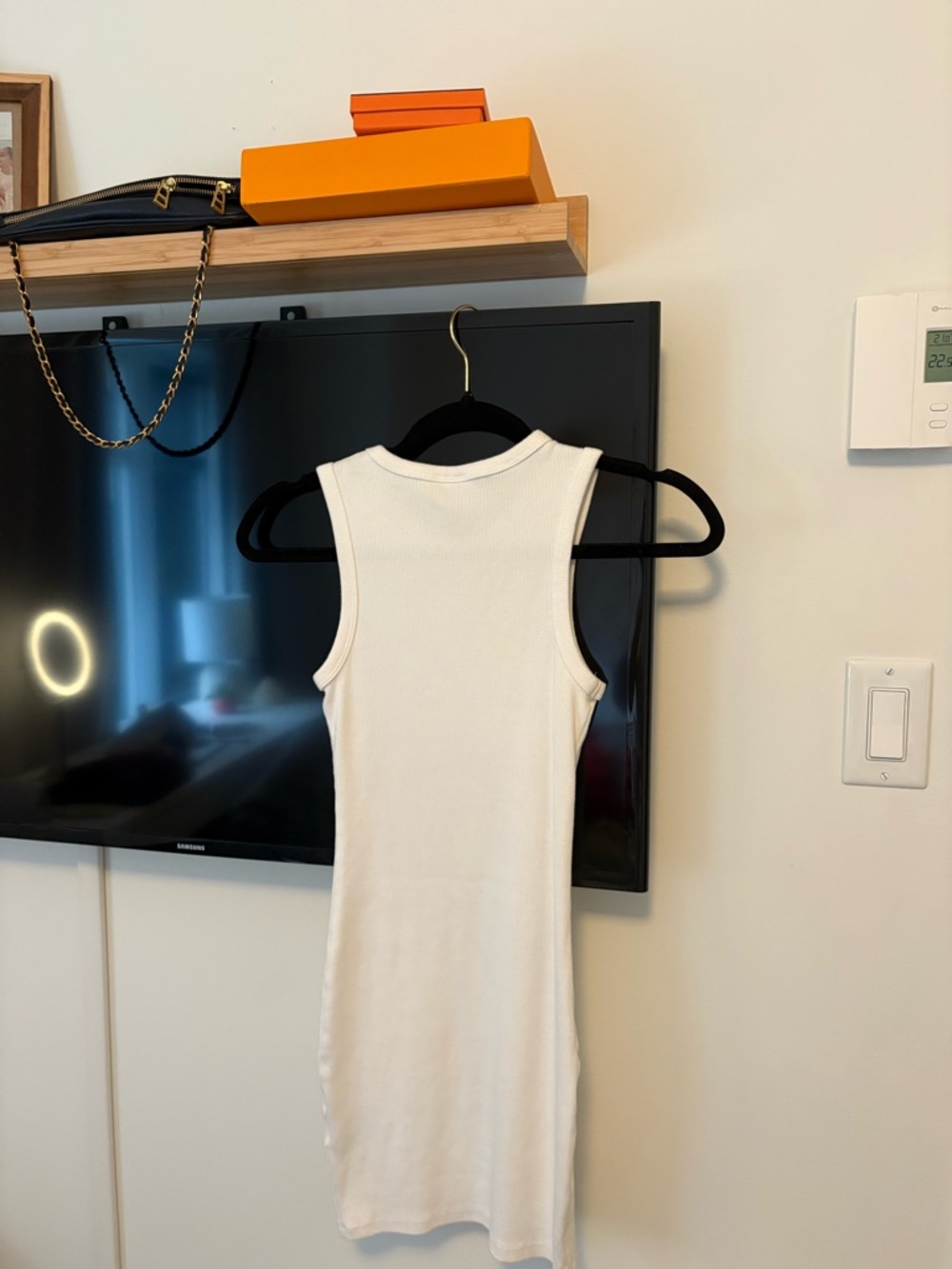 Cream Ribbed Tank Dress - Picture 2 of 2